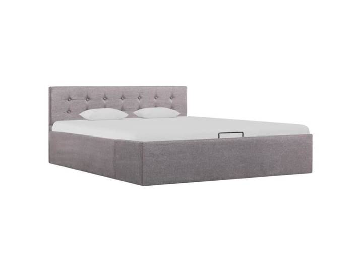 Cadre de lit - AKOZON - Taupe - 140x200 cm - Stockage hydraulique - Design contemporain