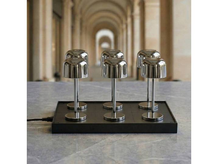 Tischlampe Quill Lucande, dimmbar, chrom / silber, für Wohn- / Esszimmer, Aluminium, Modern, Tischlampe