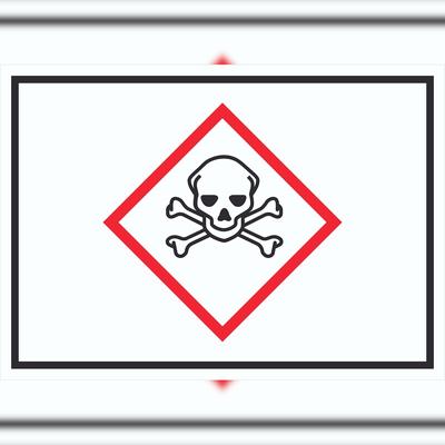 HB-Druck Schild akut toxisch Symbol Toxizität Totenkopf A5 Rückseite selbstklebend