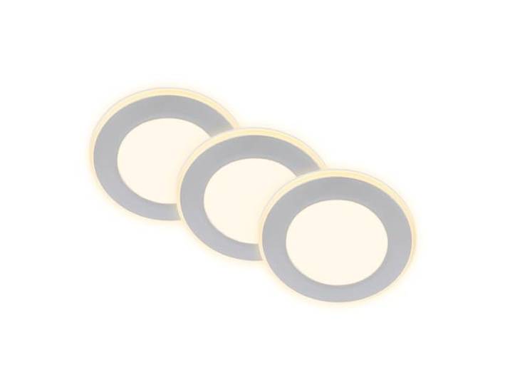 BRILONER - Lot de 3 spots encastrables LED 230V avec fonction veilleuse\, surfaces et anneaux commutables séparément\, fonction mémoire\, spots de plafond\, spots encastrables\, 93x30mm\, chrome mat