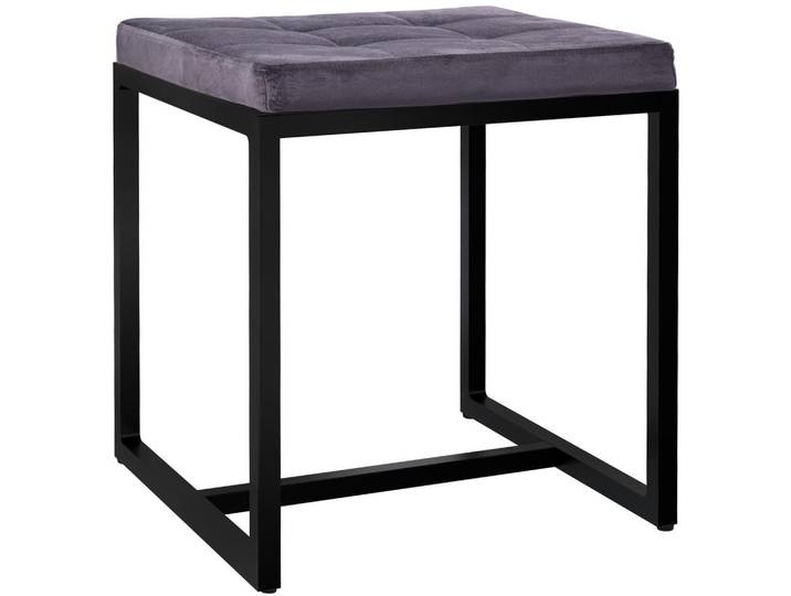 CLP Sitzwürfel eckig 40/40/48 cm Samt Dunkelgrau, Metall, Rechteckig, 40x48x40 cm, Wohnzimmer, Sessel, Hocker, Sitzwürfel
