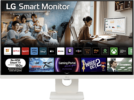 Monitor - LG 27U731SA-W, 27" UHD 4K, 60 Hz, 5 ms, Smart Monitor, IPS, 2x HDMI, HDR10, Altavoces integrados, Blanco