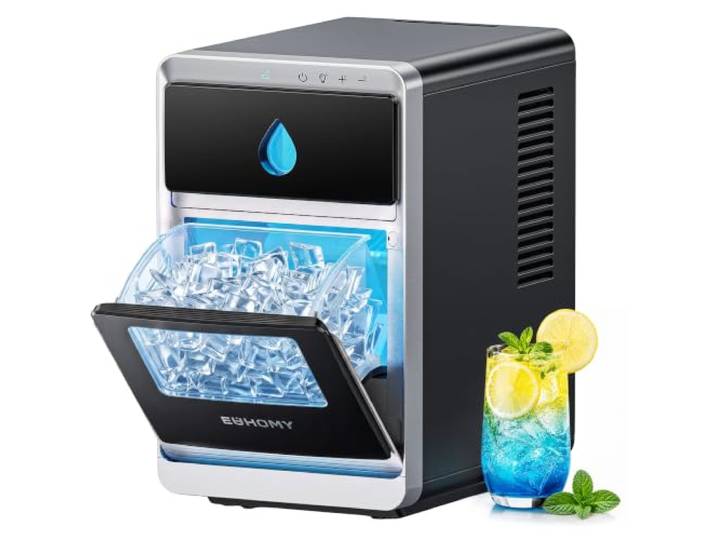 EUHOMY Tragbarer LunaArc™ Crescent Eiswürfelmaschine mit Kristall-Halbmond, 1600 Stück/Tag, fertig in 12 Minuten, automatische Tiefenreinigung, Eiswürfelmaschine für Whiskey/Kaffee/Softdrinks