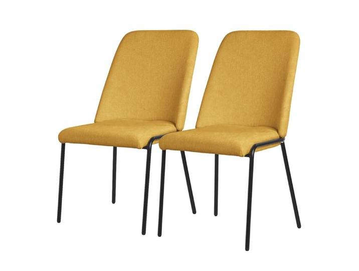 Lot de 2 chaises de salle à manger ML-Design moutarde en polyester pieds métalliques ergonomique