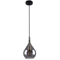 Hängelampe Deckenleuchte Pendelleuchte Esszimmerleuchte Metall Glas Schwarz