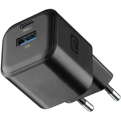 Cellularline Multipower 2 Gan Entry Ladegerät A+C (30 W, 2 Ports), USB Ladegerät, Schwarz