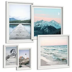 BILDER SET 5er Set - 50x50 cm & 20x30 cm & 40x60 cm Weißer Rahmen - Landschaften europäischer Städte