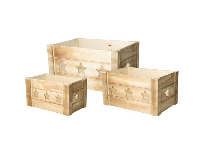 Aufbewahrungs-Holzboxen Stern , 3er-Set