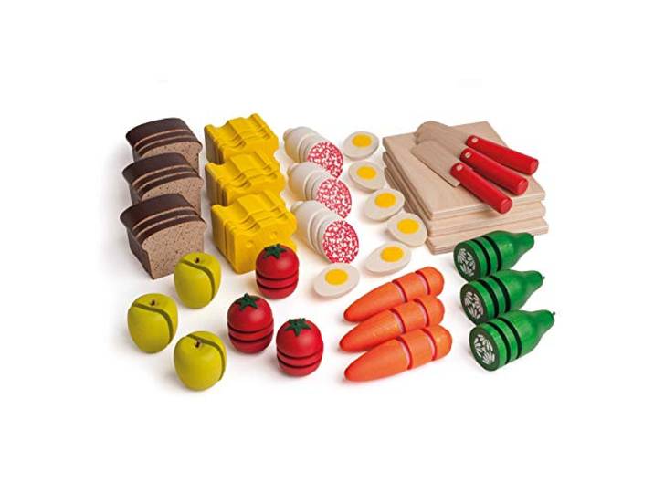 Erzi 42480 Lernbox Schneideset aus Holz, Lernmaterial für Kinder