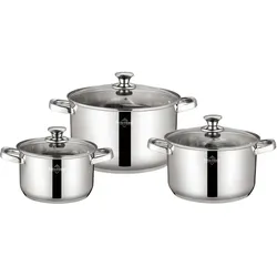 Swiss haus 3er Edelstahl Kochtopf Set 20/24/28 cm, Pfannenset + Topfset, Silber