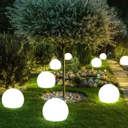 9er Set LED Solar Steck Kugel Leuchten Grundstück Erdspieß Park Strahler Lampen