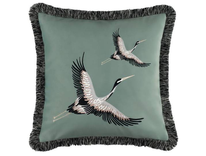 Schöner Wohnen Kissenbezug, Grün, Textil, Vogel, 45x45 cm, Heimtextilien, Wohntextilien, Kissenbezug