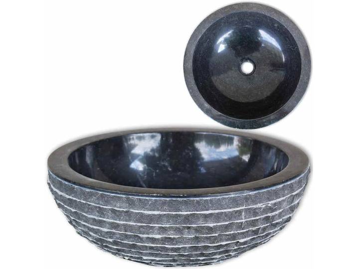 vidaXL Waschbecken Marmor 40 cm Schwarz