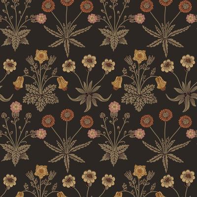 Morris & Co. Daisy Chocolate and Paprika Peel and Stick Wallpaper