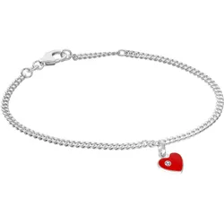 trendor 21619 Mädchen-Armband mit Herz-Anhänger Silber 925 Panzerarmband