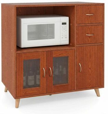 Costway 36 Inch Sideboard Buffet Cabinet with Open Compartment-Brown