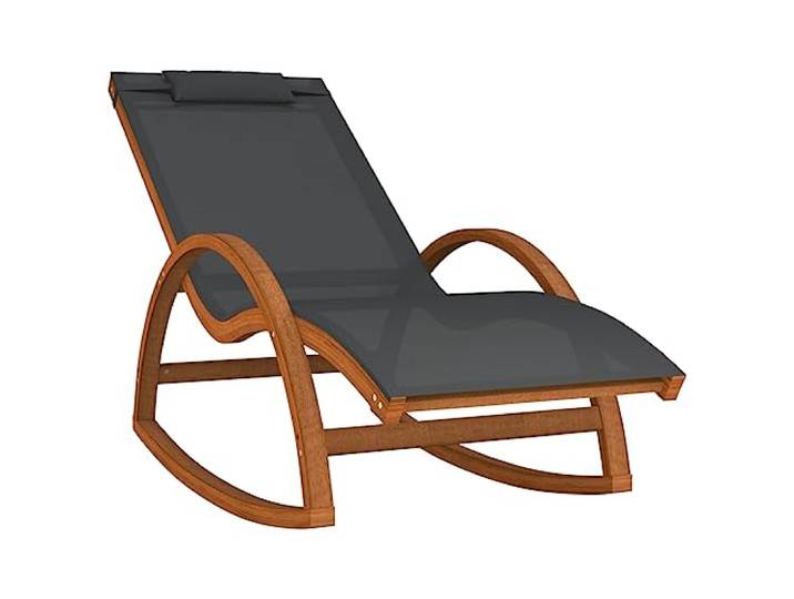 GPUTYGHN Schaukelstuhl Grau Textilene Massivholz Pappel Ergonomisches Design, Bequeme Rückenlehne, Weiches Kissen, Belastbar bis 110 kg