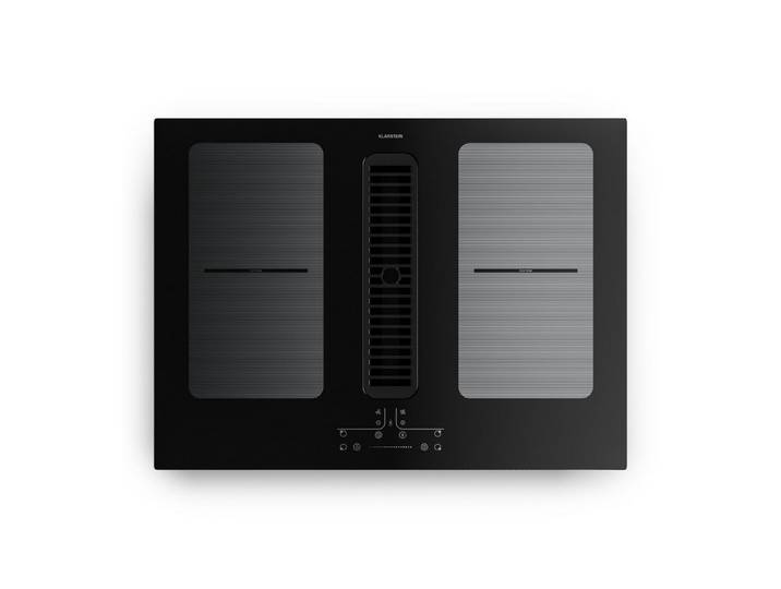 Klarstein Kochfeld mit Dunstabzug Full House Down Air 70 cm 4 Zonen 7335W 530 m³/h Boost Touch Timer 10048316, Einbau-Kochfeld mit Abzugshaube autark 7335W & Filter