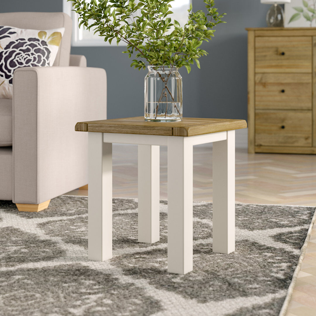 Three Posts Pompey Four Leg Square Side Table Waxed Oak 47cm H X 40cm W X 40cm D