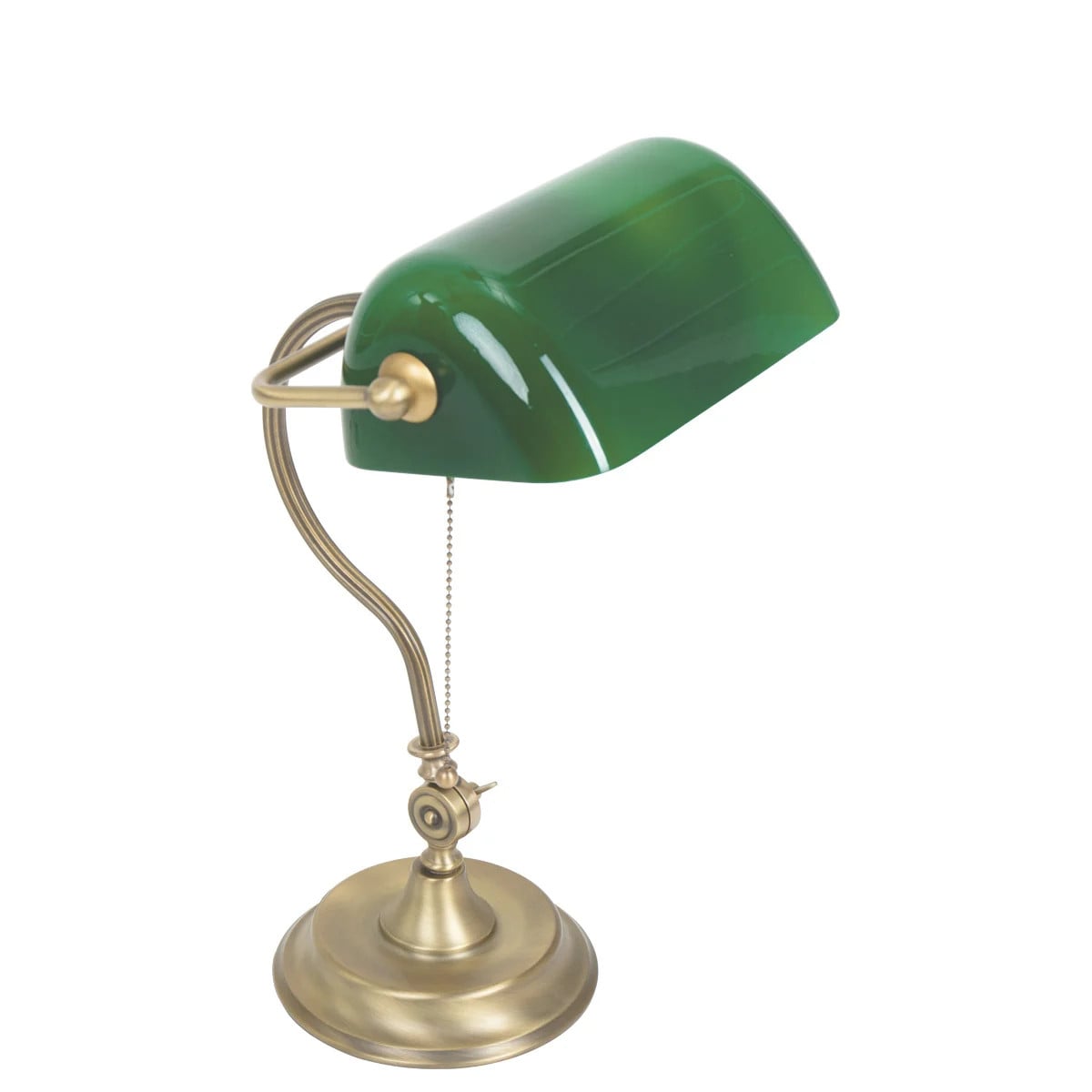 Steinhauer Bankierslamp Calais met brons en groen glas