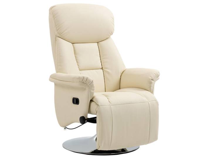 Homcom Relaxsessel Kunstleder, Stahl Cremeweiß, Metall, Füllung: Schaumstoff, 78x109x80 cm, Wohnzimmer, Sessel, Relaxsessel