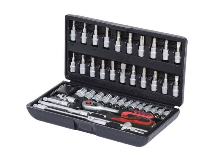 KS Tools 911.0646 Coffret de douilles F6 et accessoires 1/4\ 46 pièces Coffret de douilles F6 et accessoires 1/4\ \, 46 pièces\, outillage professionnel\, chrome vanadium