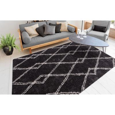 Teppich ME GUSTA "Orlando 125", grau (anthrazit), B:80cm H:27mm L:150cm, Polyester, Teppiche, Teppich, Weicher Hochflorteppich, dezent gestaltet,Fußbodenheizung geeignet