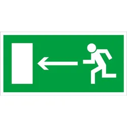 Evakuierungsschild „Richtung Ausgang links“ – 150×300 mm, Lumineszierende PVC-Platte nachleuchtend