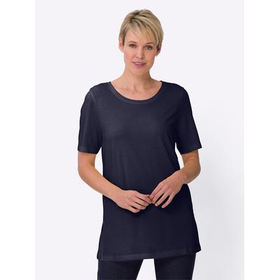 Longshirt "Longshirt", Damen, Gr. 42, blau (marine), 50% Baumwolle, 50% Modal, unifarben, Rundhals, Shirts Longshirt