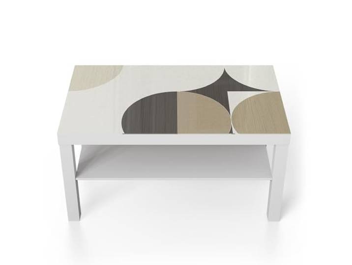 DEQORI Glastisch weiß groß 90x50 cm Motiv Geometrische Stille ausgefallener Beistelltisch aus Glas Hochglanz Couchtisch fürs Wohnzimmer moderner Couch Tisch mit Design