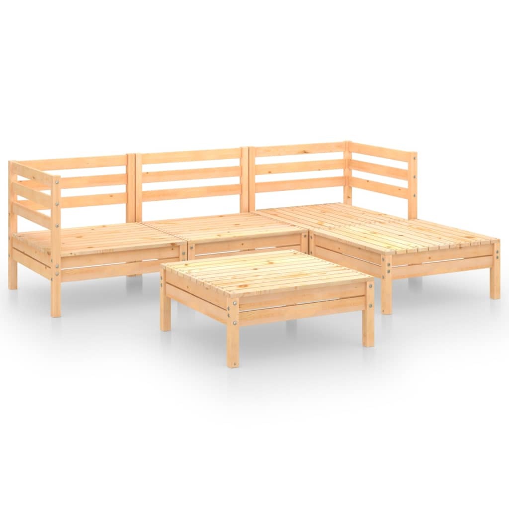 5-tlg. Garten-Lounge-Set Massivholz Kiefer