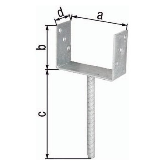 GAH U-Pfostenträger ETA-10/0210 141x100x200x60mm feuerverzinkt mit Betonanker aus Riffelstahl (1 Stk.) (214302)