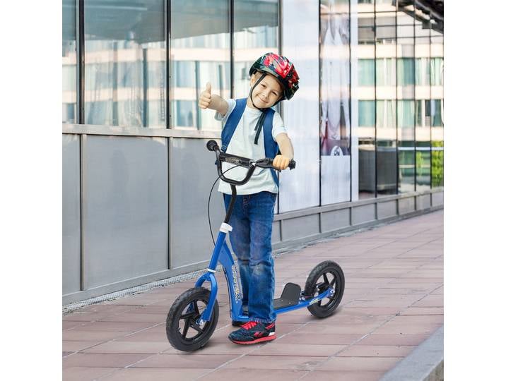 Trottinette HOMCOM Pneus 30cm Acier Bleu