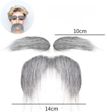 Uplifted Finds Self Adhesive Fake Mustache And Eyebrow Set For Cosplay & Costumes grey