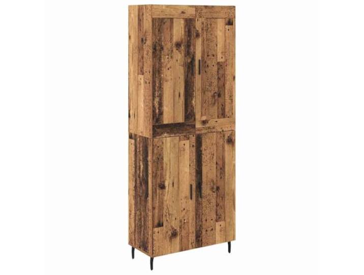 GFMGUEMV Highboard 2 pcs Altholz Holzwerkstoff mit Türen und Regalen 2 pcs Highboard, Altholz-Optik, Holzwerkstoff, Eisenbeschläge, stabile Beine, rechteckig, viel Stauraum, Wohnzimmer,