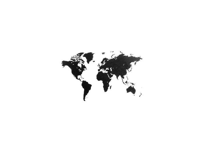 Design Wandobjekt „DIY Wooden World Puzzle“ Schwarz 100 x 60 cm MiMi Innovations