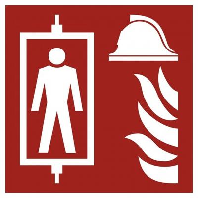 Brandschutzzeichen Feuerwehraufzug nach DIN EN 81-72, Folie, 100x100 mm