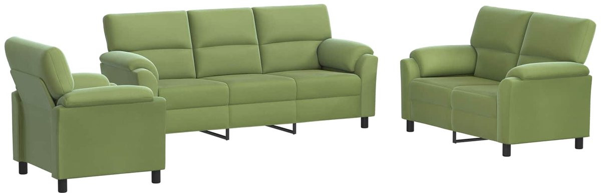 vidaXL Modern Bankstel 3-delig Lichtgroen Fluweel