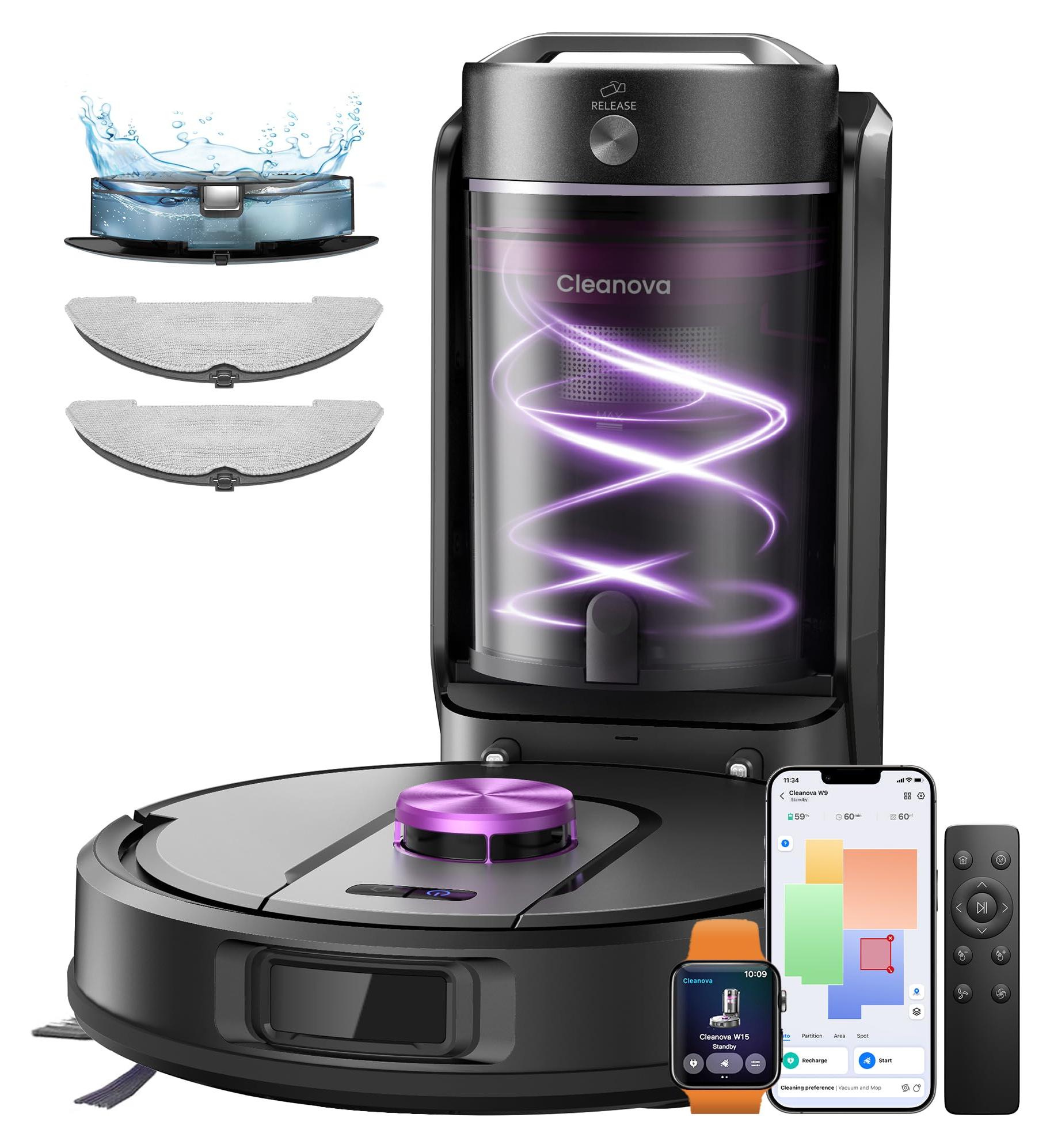 Vexilar W15 Saugroboter mit Wischfunktion, Beutelloser Multi-Zyklon-Absaugstatio
