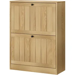 SCHUHESCHRANK Eichenfarben Mit 2 Kippfächern Mid-Century