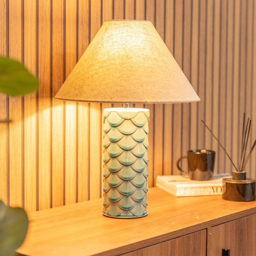 House of Hampton Athena Ceramic Table Lamp Teal 39cm H X 21cm W X 45.5cm D