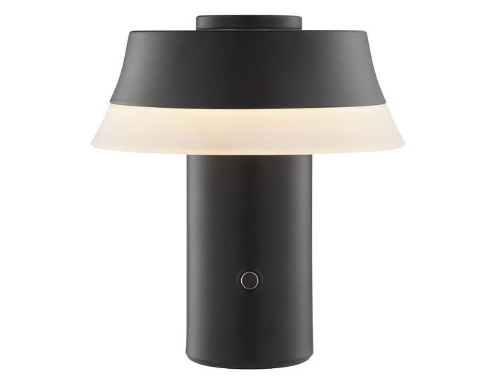 BRILLIANT LED Tischleuchte Kinich , schwarz (schwarz, weiß), 1, Ø 15cm H: 16cm, 1 Stk., Leuchten, LED Akku-Leuchte, 17 cm, 240 lm, per wireless charging & USB ladbar, LED Tischleuchte