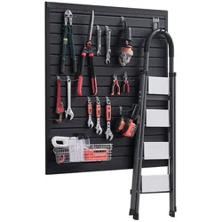 VEVOR Werkzeugwand 1230x1235x20 mm, PVC-Garagen-Lamellenwand, 136 kg pro Platte, schwarzer Wandorganizer, Lamellenwandpaneel mit Kupplungsstruktur & DIY-Zuschnitt, geeignet für Lagerung & Präsentation