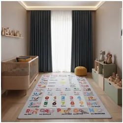 Kinderteppich TRAUN, mit Alphabet-Zahlen-Tiere-Motiv, Grau, 100 x 150 cm
