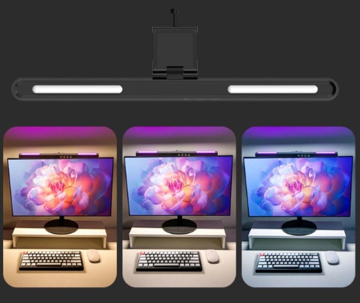 INF Barre lumineuse d'écran 51cm RGB – Lampe suspendue clip-on avec LED plein spectre asymétrique 45°, 5 températures de