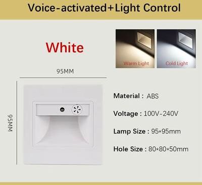 Inspired Finds Smart Motion Sensor Recessed Stair & Wall Light With Voice Activation voice Sensor White 3w warm White (2700 3500k)