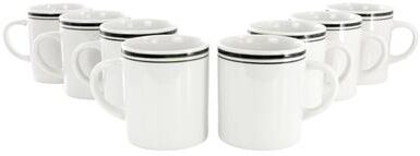 Gibson Homewares Black Banded Fine Ceramic 16 Ounce Mug Set of 8