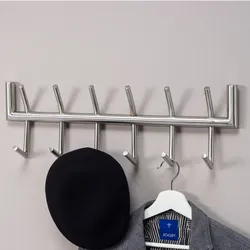 KADIMA DESIGN Silberne Metall-Wandgarderobe, 12 Haken, 60x19x10 cm, Handarbeit
