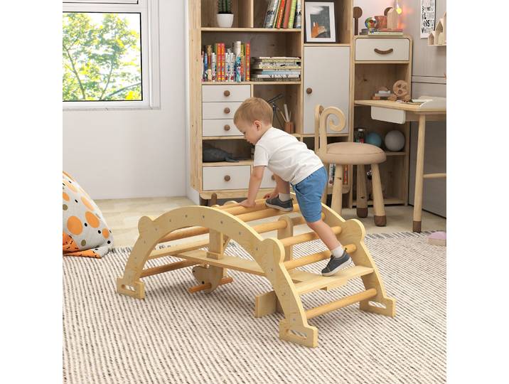 AIYAPLAY Arche Montessori 2 en 1 Bois Naturel 110x52x45 cm