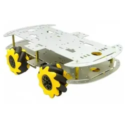 BerryBase Roboter Chassis, Aluminium Doppeldeck, 4 TT-Motoren, 4 omnidirektionale 60mm McNamum Räder